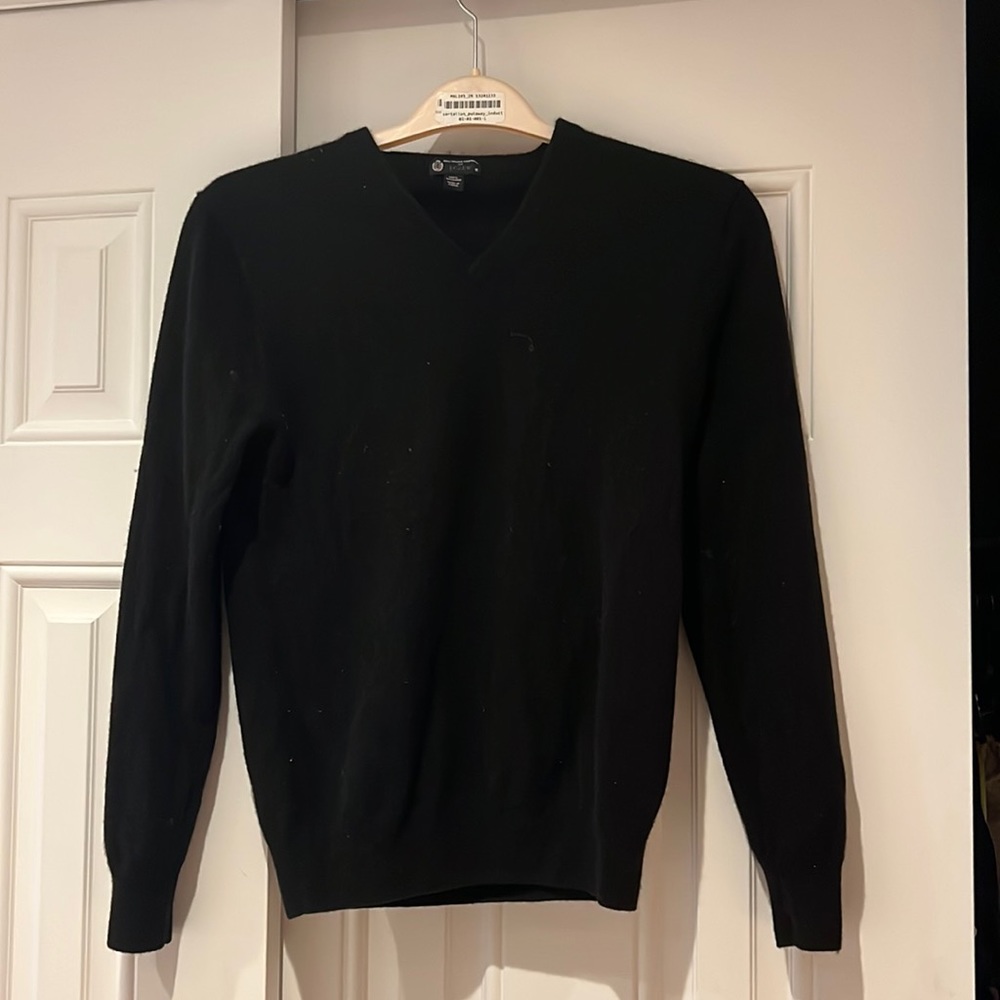 J crew 2-ply Italian cashmere sweater, small, black, v neck